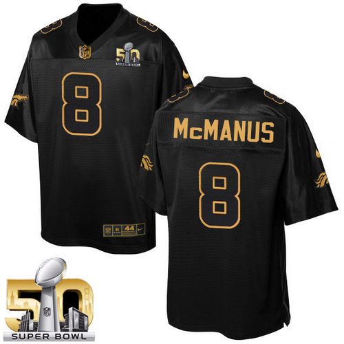 Nike Broncos #8 Brandon McManus Black Super Bowl 50 Men's Stitched NFL Elite Pro Line Gold Collection Jersey